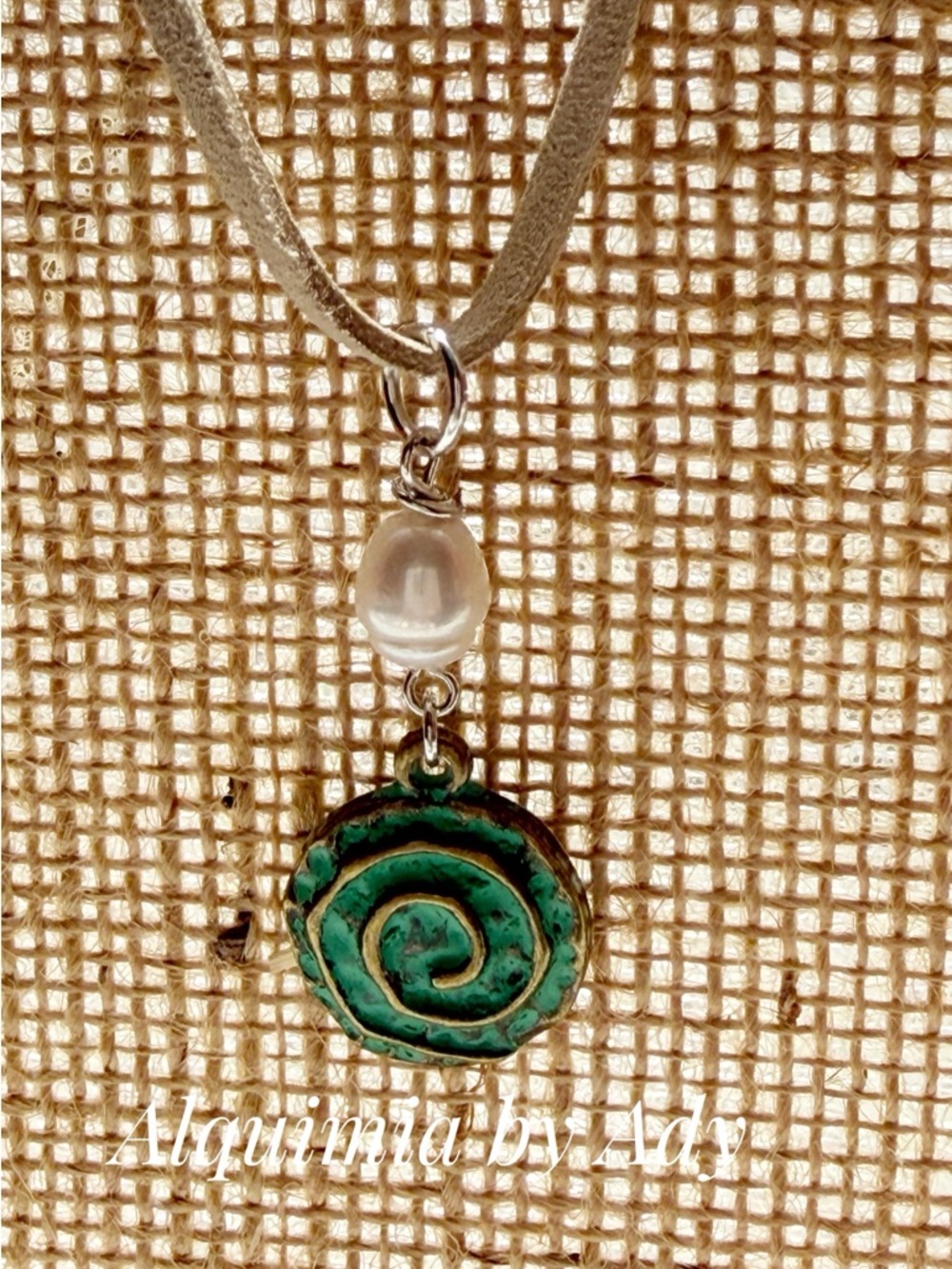 Turquoise Spiral Pendant with BAROQUE ORGANIC Pearl Accent